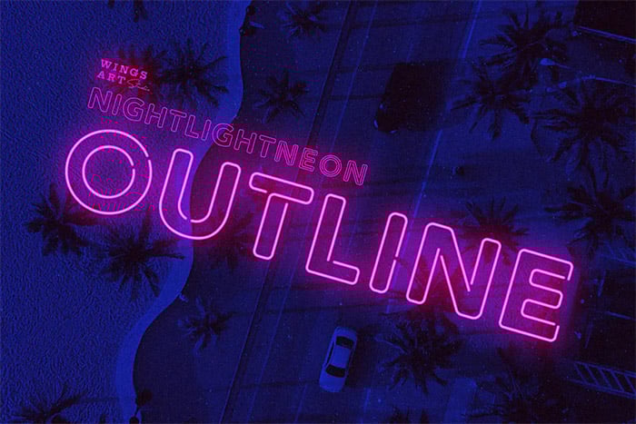 Retro Neon Outline Font